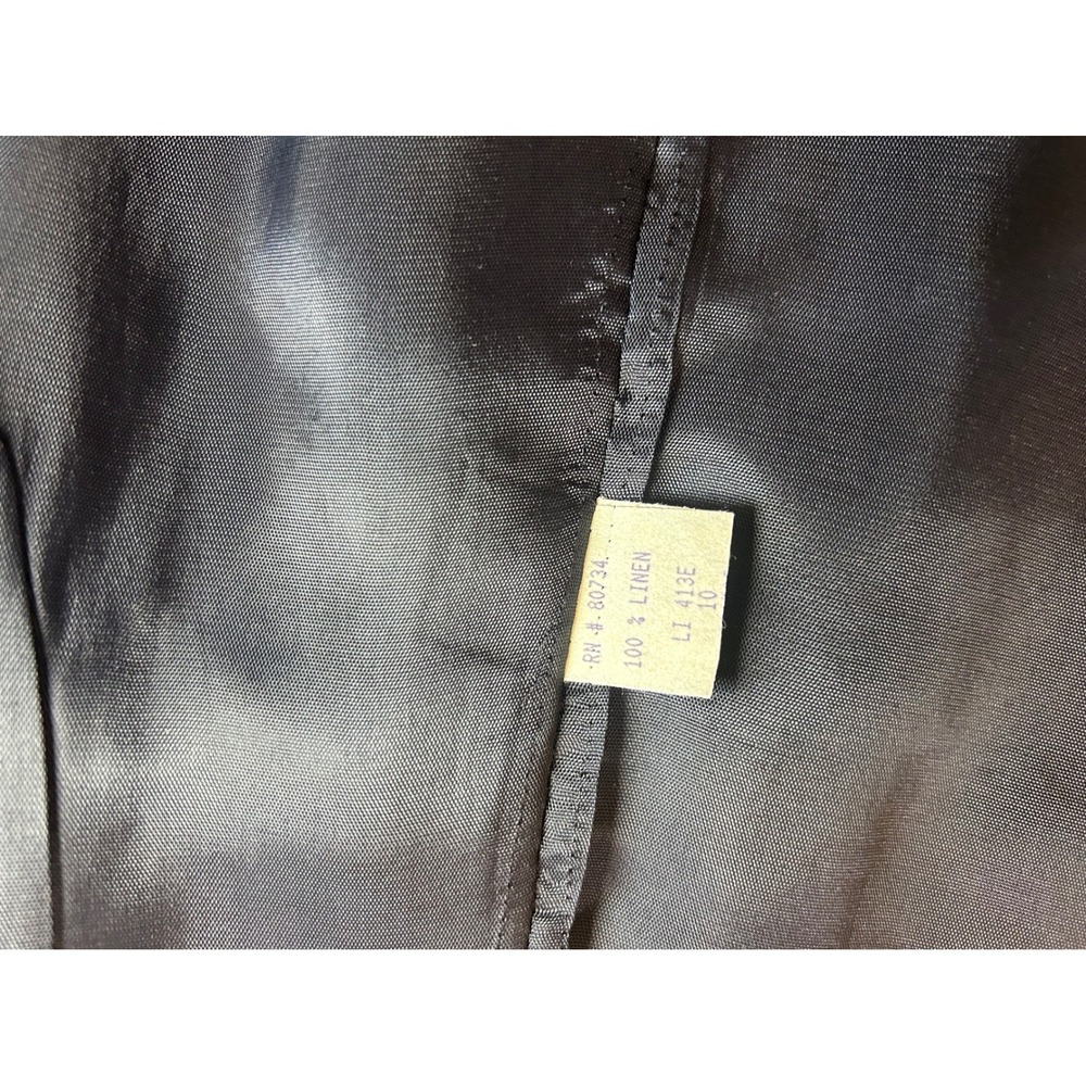 BCBG Paris Vintage Black 100% Linen Floral Embroidered Blazer Jacket Size 10 - Picture 4 of 11
